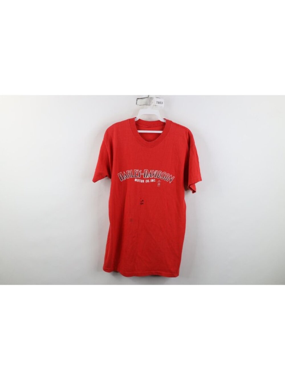 Vintage 80s 3D Emblem Harley Davidson T-Shirt Mens Size S Detroit 1989 Red USA
